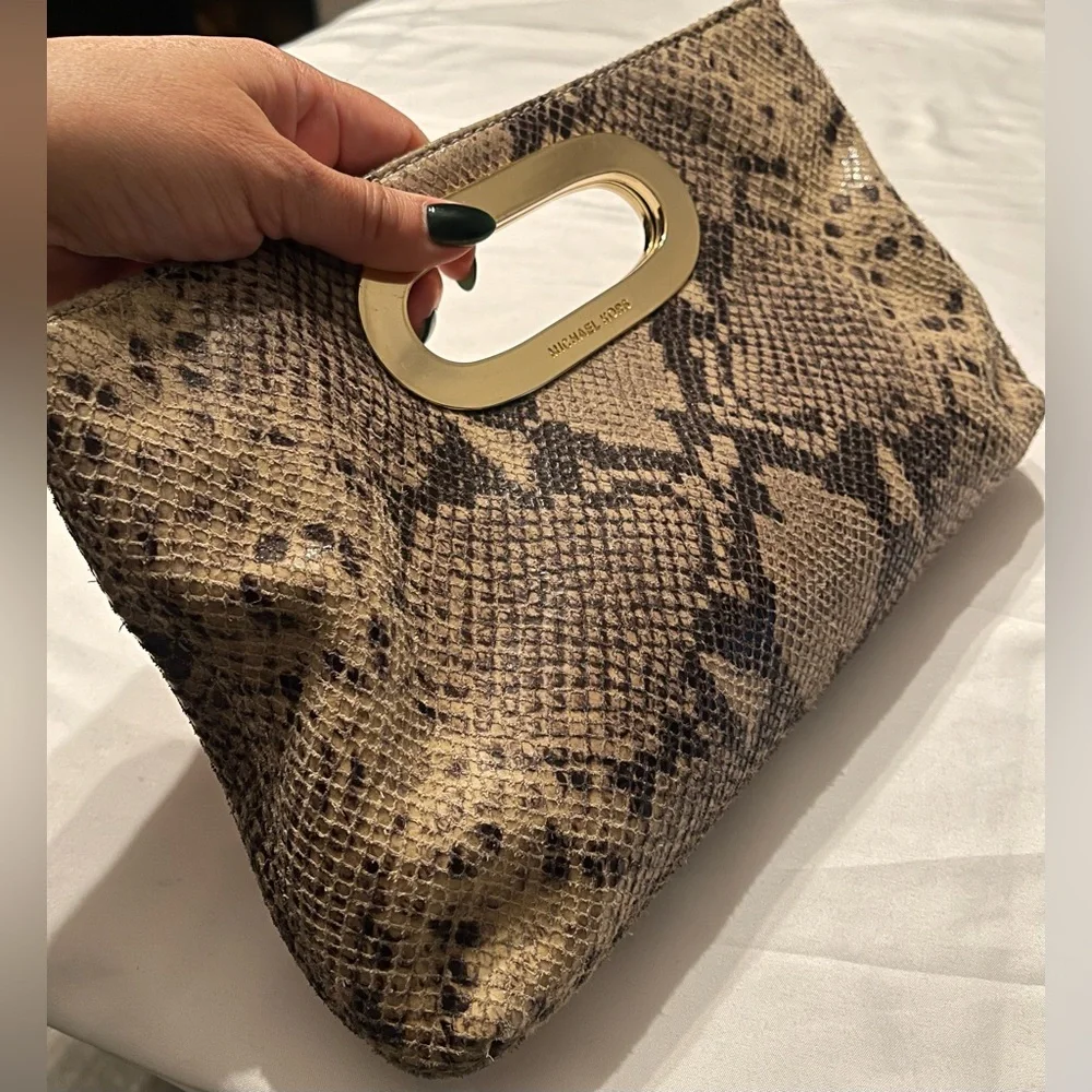 Michael Kors Python Embossed Leather Clutch - Picture 5 of 9